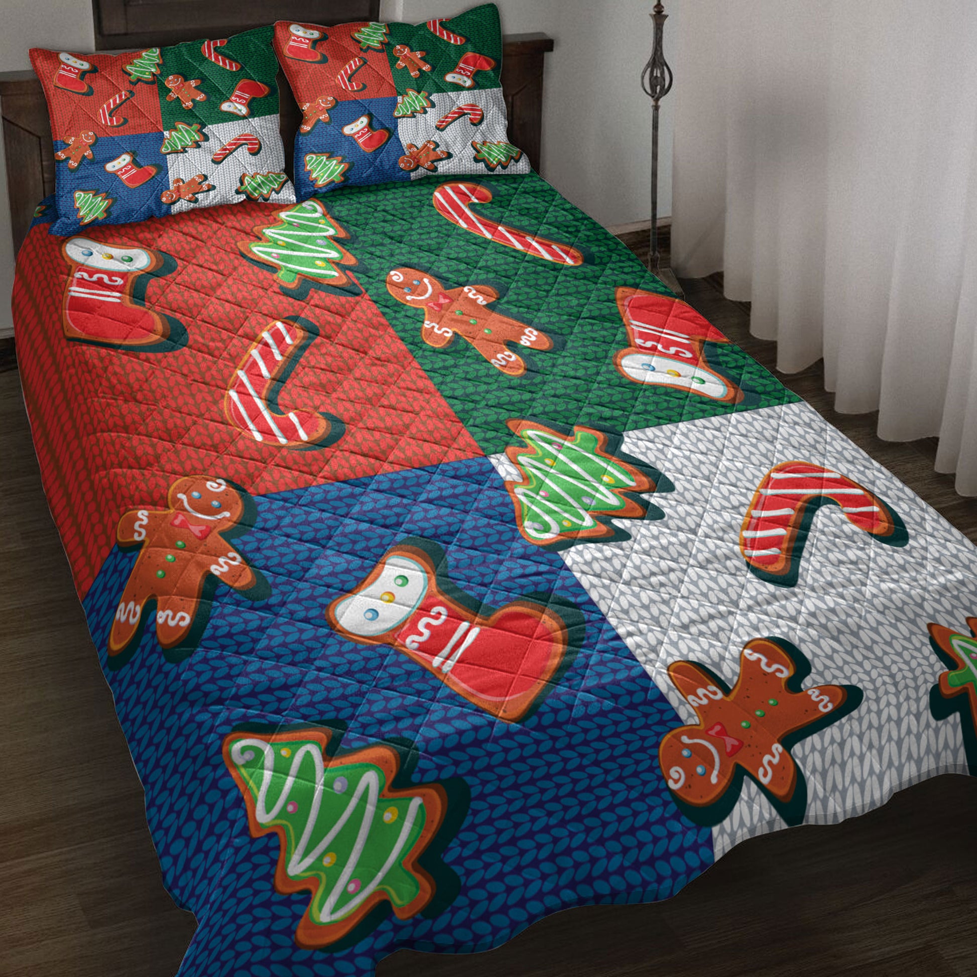 Ohaprints-Quilt-Bed-Set-Pillowcase-Christmas-Stocking-Gingerbread-Candy-Christmas-Unique-Christmas-Gift-Blanket-Bedspread-Bedding-4169-Throw (55'' x 60'')