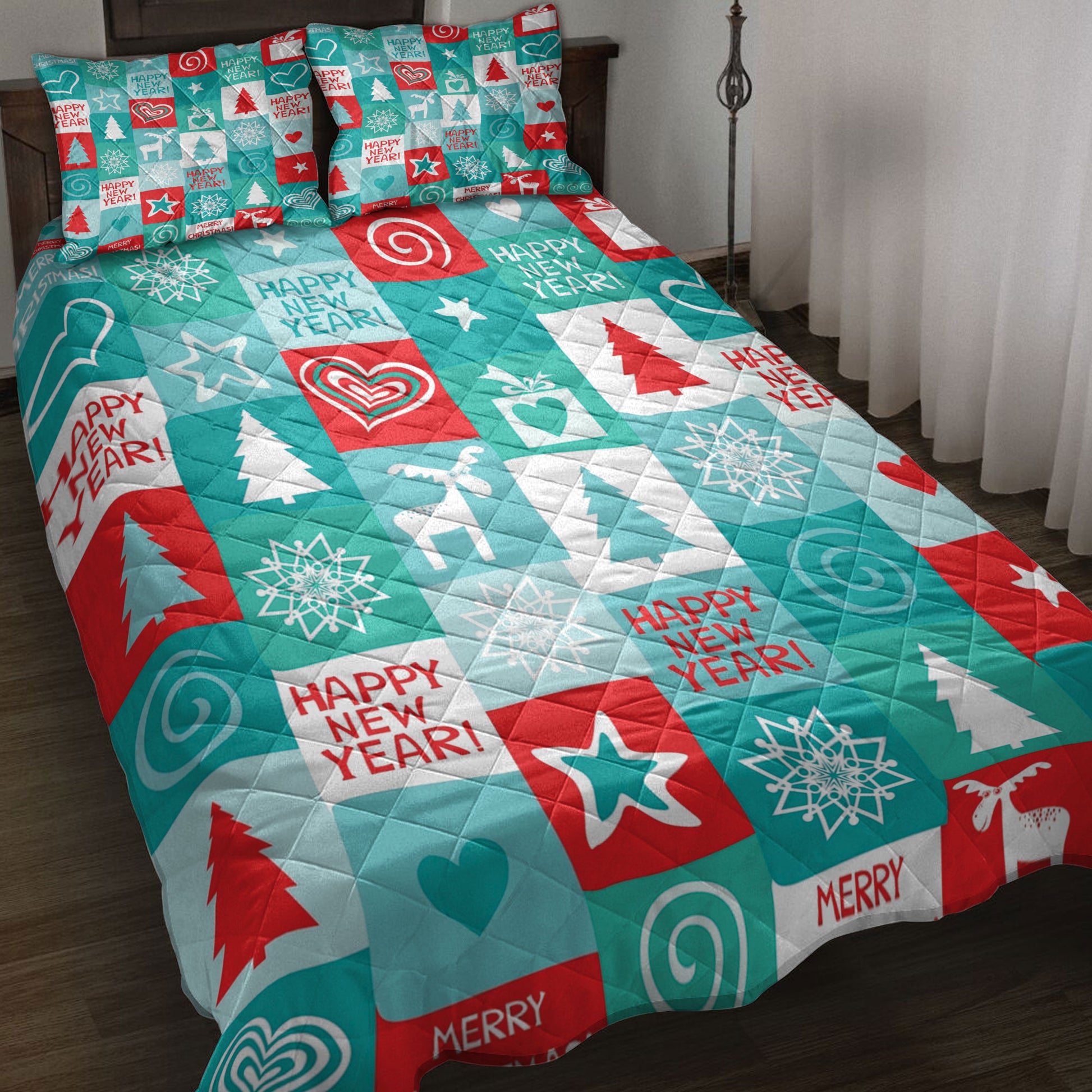 Ohaprints-Quilt-Bed-Set-Pillowcase-Christmas-Patchwork-Holiday-Happy-New-Year-Unique-Christmas-Gifts-Blanket-Bedspread-Bedding-4173-Throw (55'' x 60'')