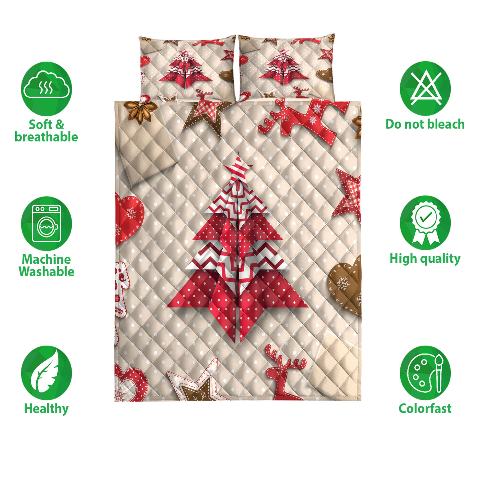 Ohaprints-Quilt-Bed-Set-Pillowcase-Christmas-Red-And-White-Origami-Tree-On-Polka-Dot-Christmas-Gift-Blanket-Bedspread-Bedding-4174-Double (70'' x 80'')