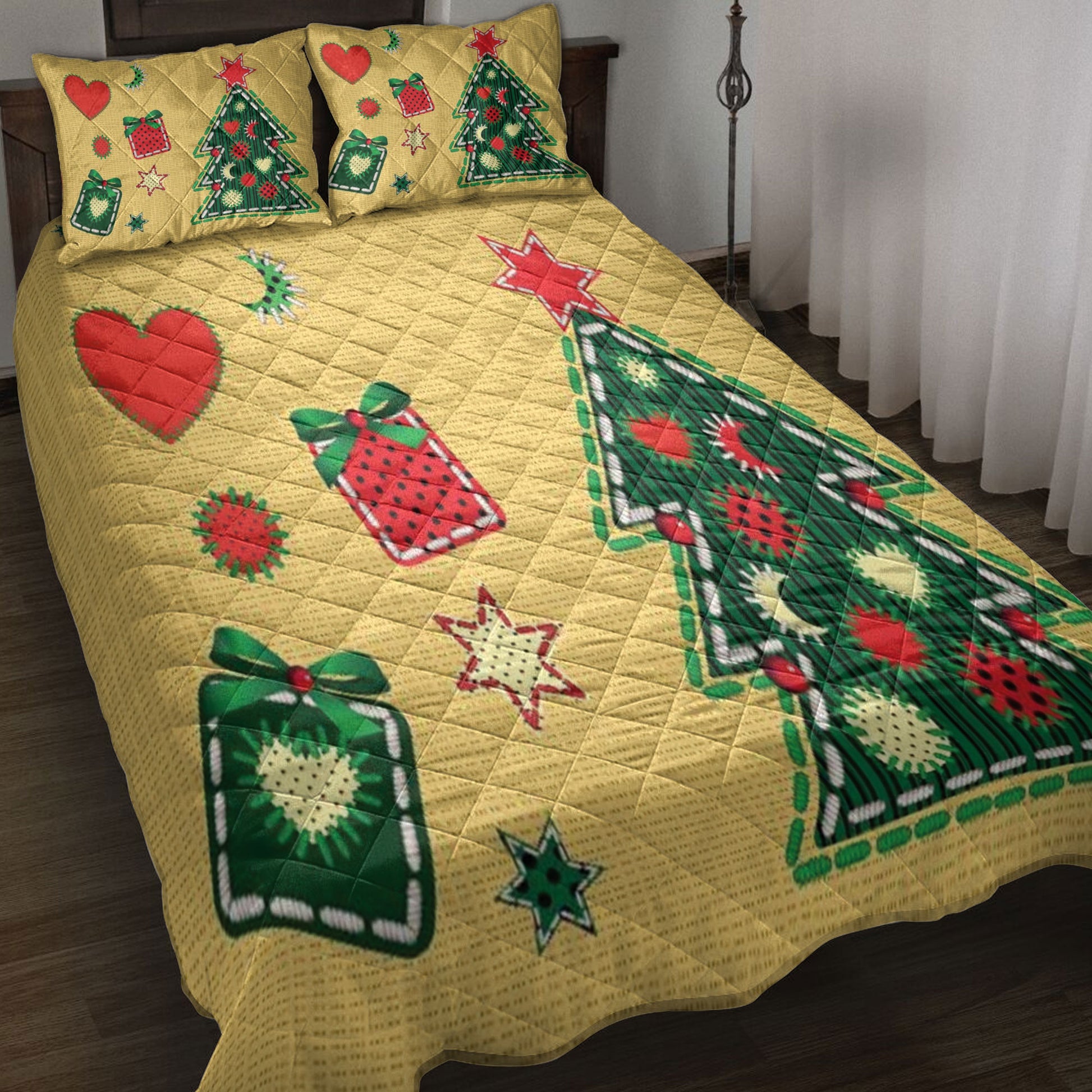 Ohaprints-Quilt-Bed-Set-Pillowcase-Christmas-Tree-And-Gift-Boxes-With-Star-Unique-Christmas-Gifts-Blanket-Bedspread-Bedding-4176-Throw (55'' x 60'')