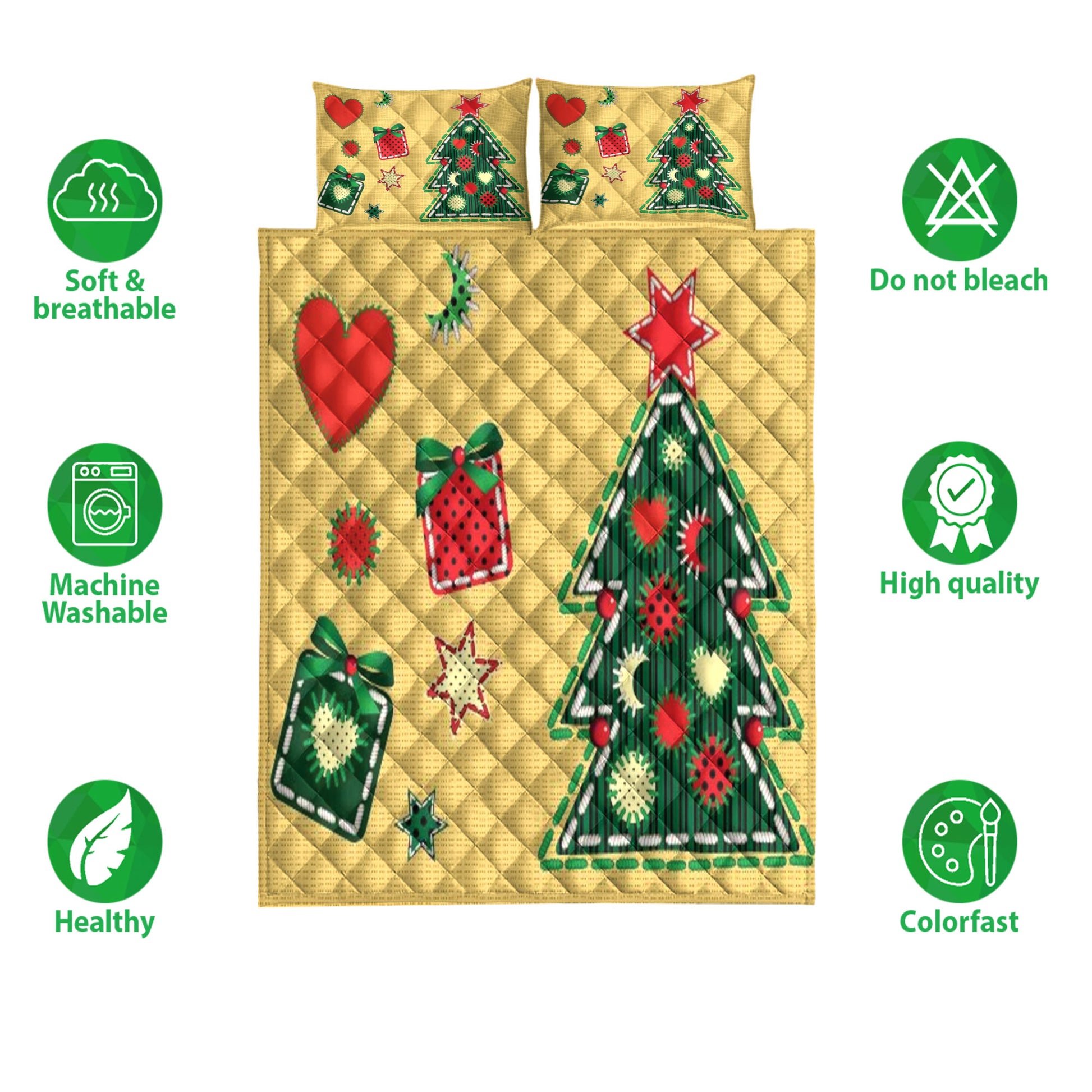 Ohaprints-Quilt-Bed-Set-Pillowcase-Christmas-Tree-And-Gift-Boxes-With-Star-Unique-Christmas-Gifts-Blanket-Bedspread-Bedding-4176-Double (70'' x 80'')