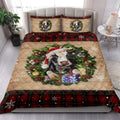 Ohaprints-Quilt-Bed-Set-Pillowcase-Cow-Wearing-Wreath-A-Christmas-Hat-Gift-Red-Buffalo-Plaid-Winter-Blanket-Bedspread-Bedding-3749-King (90'' x 100'')