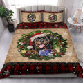 Ohaprints-Quilt-Bed-Set-Pillowcase-Rottweiler-Dog-Wearing-Wreath-A-Christmas-Hat-Gift-Red-Buffalo-Plaid-Blanket-Bedspread-Bedding-3755-King (90'' x 100'')