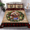 Ohaprints-Quilt-Bed-Set-Pillowcase-Labradoodle-Dog-Wearing-Wreath-A-Christmas-Hat-Red-Buffalo-Plaid-Blanket-Bedspread-Bedding-3757-King (90'' x 100'')