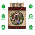 Ohaprints-Quilt-Bed-Set-Pillowcase-German-Shepherd-Wearing-Wreath-A-Christmas-Hat-Gift-Buffalo-Plaid-Blanket-Bedspread-Bedding-3758-Double (70'' x 80'')