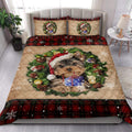 Ohaprints-Quilt-Bed-Set-Pillowcase-Yorkshire-Terrier-Wearing-Wreath-A-Christmas-Hat-Gift-Buffalo-Plaid-Blanket-Bedspread-Bedding-3759-King (90'' x 100'')