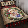 Ohaprints-Quilt-Bed-Set-Pillowcase-Golden-Retriever-Wearing-Wreath-A-Christmas-Hat-Gift-Buffalo-Plaid-Blanket-Bedspread-Bedding-3760-Throw (55&#39;&#39; x 60&#39;&#39;)