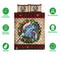 Ohaprints-Quilt-Bed-Set-Pillowcase-Dolphin-Wearing-Wreath-A-Christmas-Hat-Gift-Buffalo-Plaid-Holiday-Blanket-Bedspread-Bedding-3761-Double (70'' x 80'')