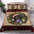 Ohaprints-Quilt-Bed-Set-Pillowcase-Dachshund-Dog-Wearing-Wreath-A-Christmas-Hat-Gift-Buffalo-Plaid-Blanket-Bedspread-Bedding-3762-King (90'' x 100'')