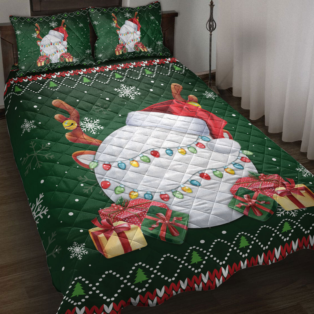 Ohaprints-Quilt-Bed-Set-Pillowcase-Golf-Christmas-Hat-Snowflake-Reindeer-Horn-Gift-Box-Ugly-Patterns-Blanket-Bedspread-Bedding-3771-Throw (55'' x 60'')