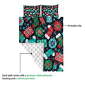 Ohaprints-Quilt-Bed-Set-Pillowcase-Colorful-Retro-Christmas-Presents-Stockings-Glass-Balls-Snowflakes-Blanket-Bedspread-Bedding-4183-Queen (80'' x 90'')