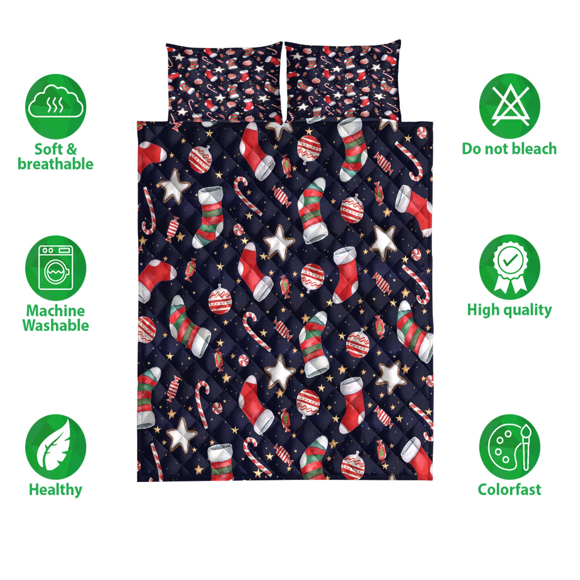 Ohaprints-Quilt-Bed-Set-Pillowcase-Christmas-Gift-Stocking-Candy-And-Red-Ball-Unique-Gifts-Blanket-Bedspread-Bedding-4188-Double (70'' x 80'')