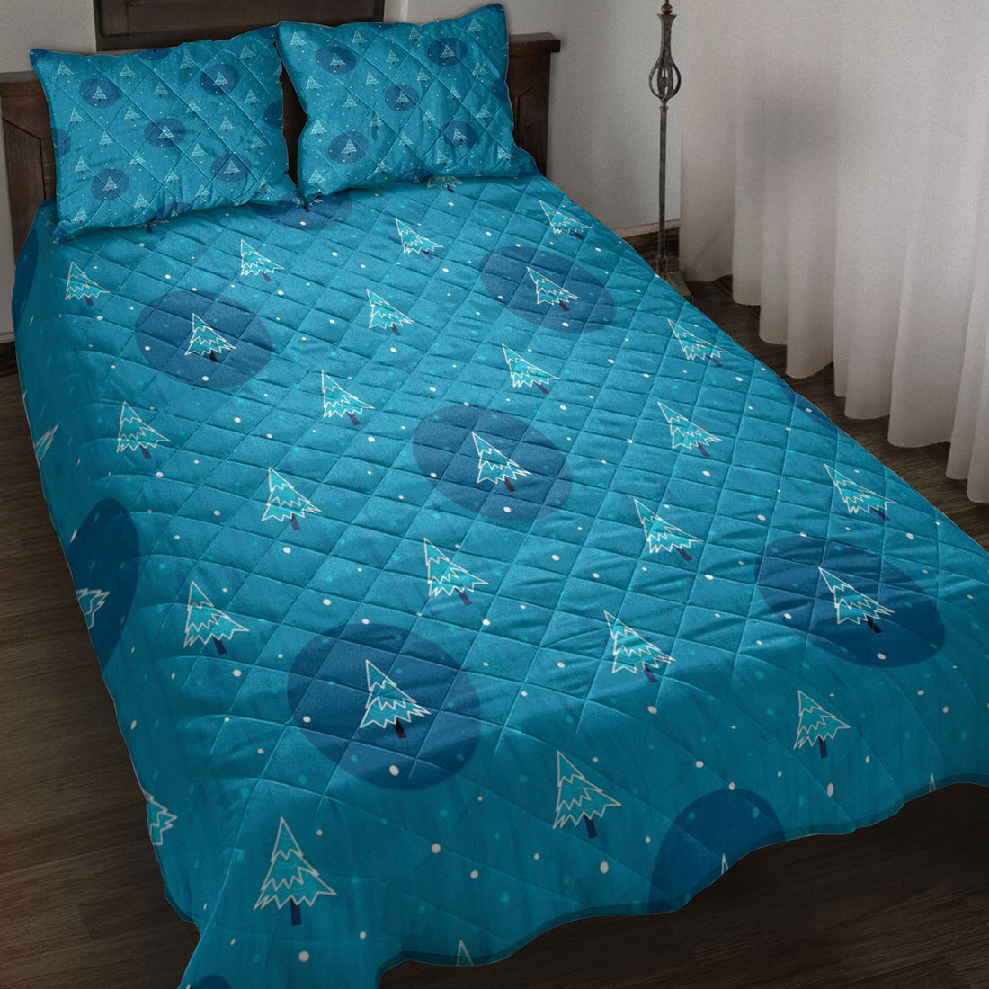 Ohaprints-Quilt-Bed-Set-Pillowcase-Christmas-Tree-Blue-Pattern-Unique-Christmas-Gifts-Blanket-Bedspread-Bedding-4190-Throw (55'' x 60'')