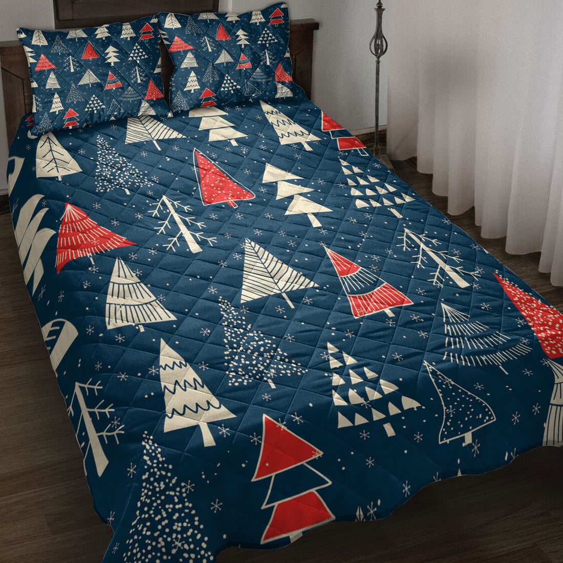 Ohaprints-Quilt-Bed-Set-Pillowcase-Christmas-Tree-Snowflakes-Pattern-Unique-Christmas-Gifts-Blanket-Bedspread-Bedding-4191-Throw (55'' x 60'')