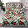 Ohaprints-Quilt-Bed-Set-Pillowcase-Christmas-Poinsettia-Cardinal-Spruce-Branches-Stripes-Winter-Holiday-Blanket-Bedspread-Bedding-4197-King (90'' x 100'')