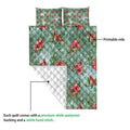 Ohaprints-Quilt-Bed-Set-Pillowcase-Christmas-With-Poinsettia-Cardinal-Green-Background-Winter-Holiday-Blanket-Bedspread-Bedding-4198-Queen (80'' x 90'')