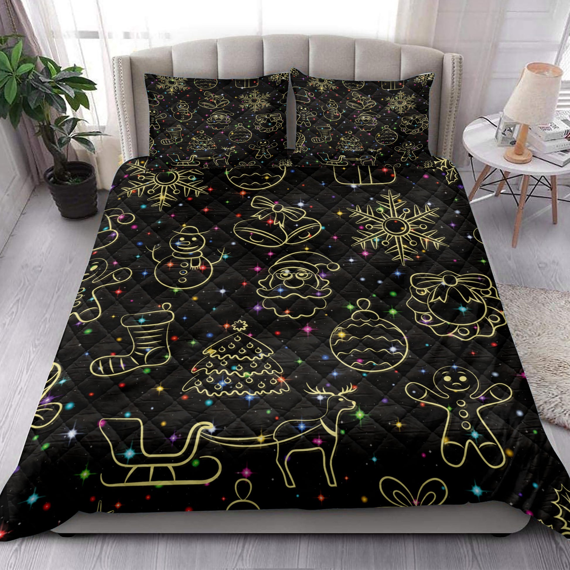 Ohaprints-Quilt-Bed-Set-Pillowcase-Christmas-Neon-Light-Winter-Holiday-Unique-Christmas-Gifts-Blanket-Bedspread-Bedding-4204-King (90'' x 100'')