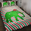 Ohaprints-Quilt-Bed-Set-Pillowcase-Elephant-Christmas-Hat-Cane-Candy-Stripes-Shiny-Green-Winter-Holiday-Blanket-Bedspread-Bedding-3675-Throw (55'' x 60'')