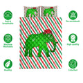 Ohaprints-Quilt-Bed-Set-Pillowcase-Elephant-Christmas-Hat-Cane-Candy-Stripes-Shiny-Green-Winter-Holiday-Blanket-Bedspread-Bedding-3675-Double (70'' x 80'')