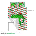 Ohaprints-Quilt-Bed-Set-Pillowcase-Elephant-Christmas-Hat-Cane-Candy-Stripes-Shiny-Green-Winter-Holiday-Blanket-Bedspread-Bedding-3675-Queen (80'' x 90'')