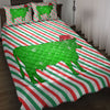 Ohaprints-Quilt-Bed-Set-Pillowcase-Cow-Christmas-Hat-Cane-Candy-Stripes-Shiny-Green-Winter-Holiday-Blanket-Bedspread-Bedding-3720-Throw (55&#39;&#39; x 60&#39;&#39;)
