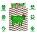 Ohaprints-Quilt-Bed-Set-Pillowcase-Cow-Christmas-Hat-Cane-Candy-Stripes-Shiny-Green-Winter-Holiday-Blanket-Bedspread-Bedding-3720-Double (70'' x 80'')