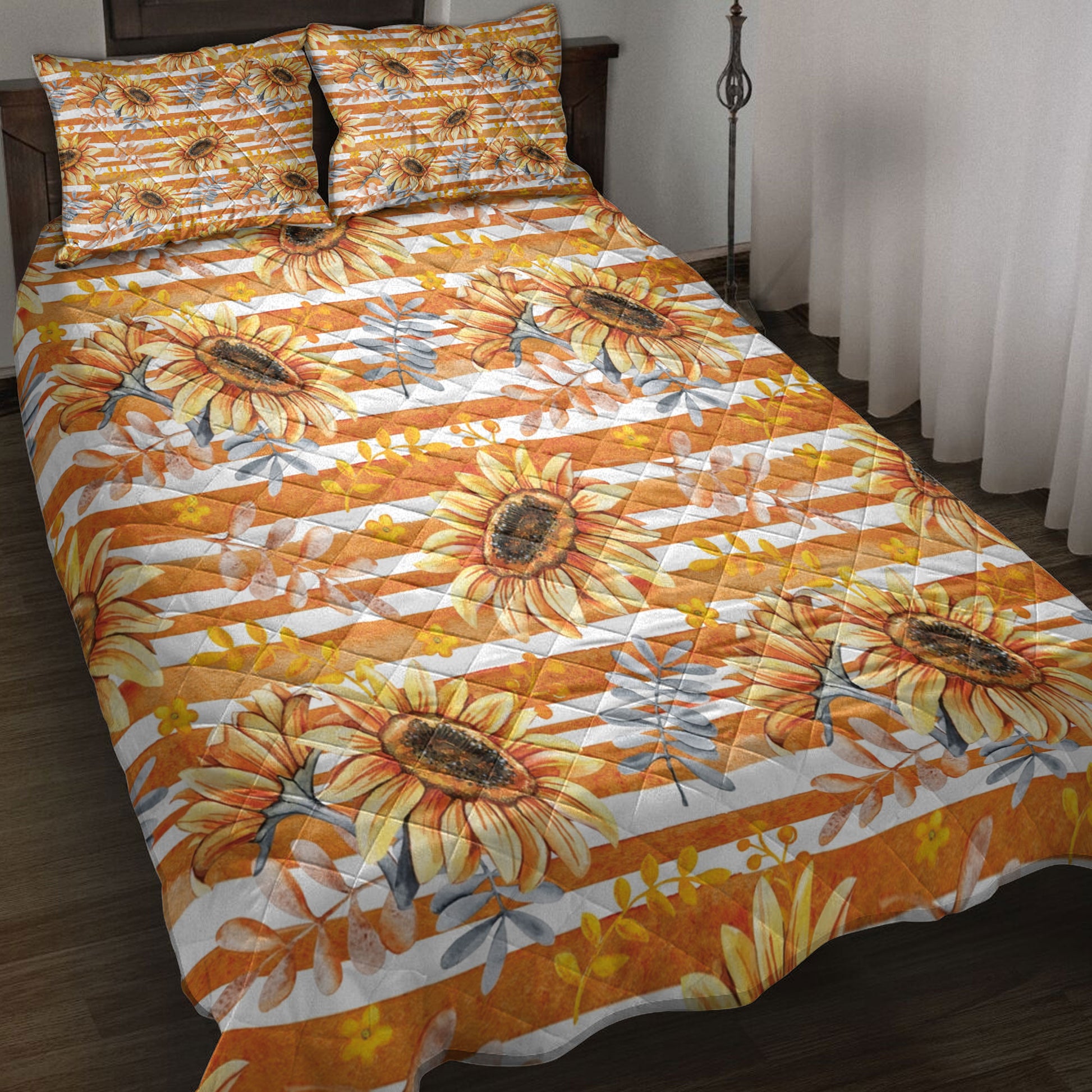 Ohaprints-Quilt-Bed-Set-Pillowcase-Autumn-Sunflower-Berries-Fall-Harves-Leaves-Autumn-Thanksgiving-Holiday-Blanket-Bedspread-Bedding-3288-Throw (55'' x 60'')