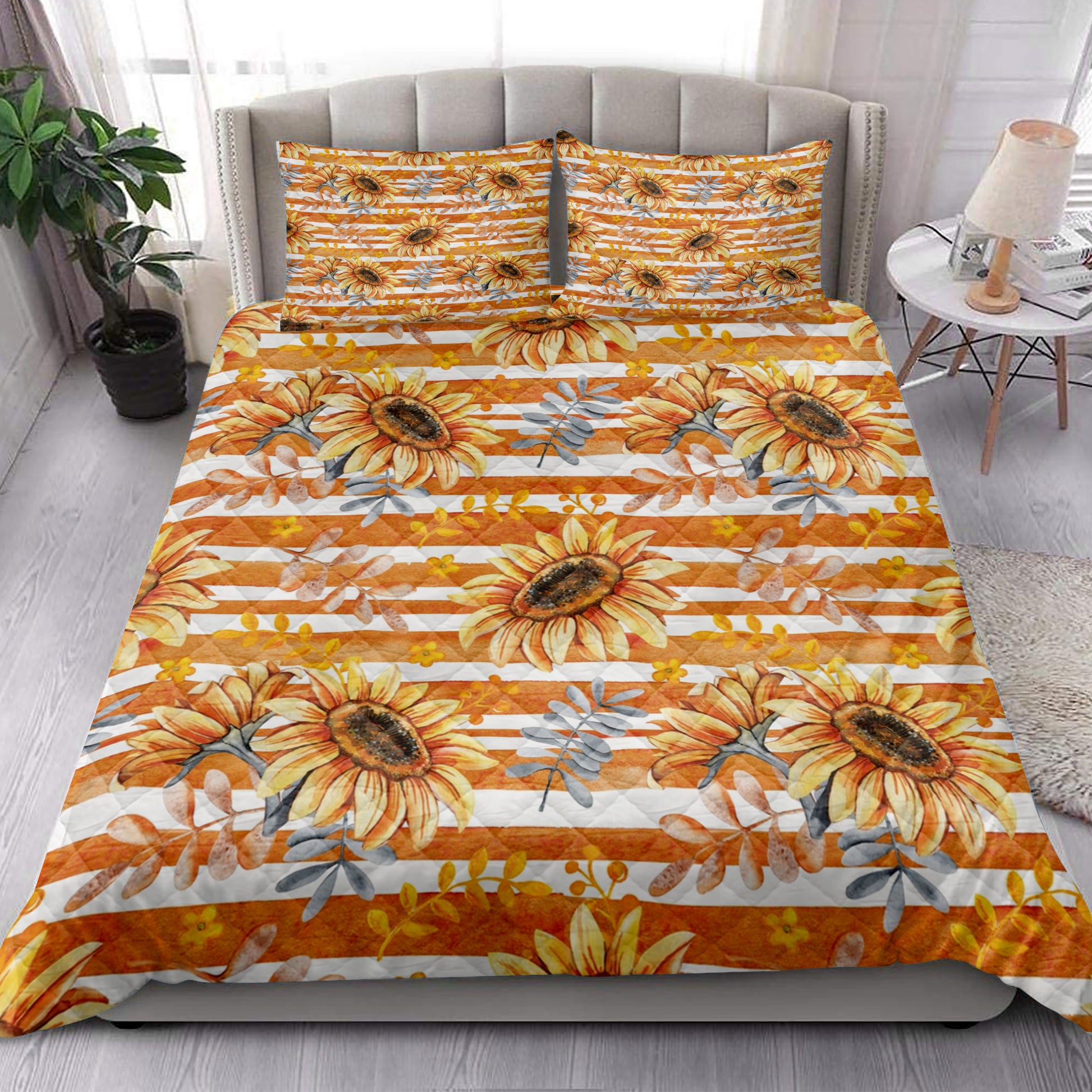Ohaprints-Quilt-Bed-Set-Pillowcase-Autumn-Sunflower-Berries-Fall-Harves-Leaves-Autumn-Thanksgiving-Holiday-Blanket-Bedspread-Bedding-3288-King (90'' x 100'')