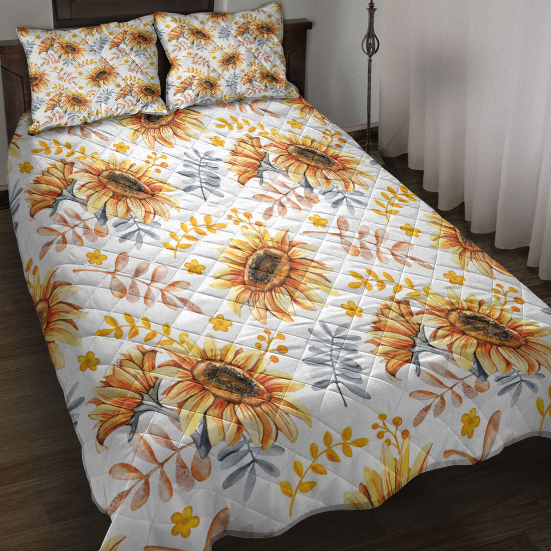 Ohaprints-Quilt-Bed-Set-Pillowcase-Fall-Autumn-Sunflower-Berries-Harves-Leaves-Autumn-Thanksgiving-Holiday-Blanket-Bedspread-Bedding-3289-Throw (55'' x 60'')