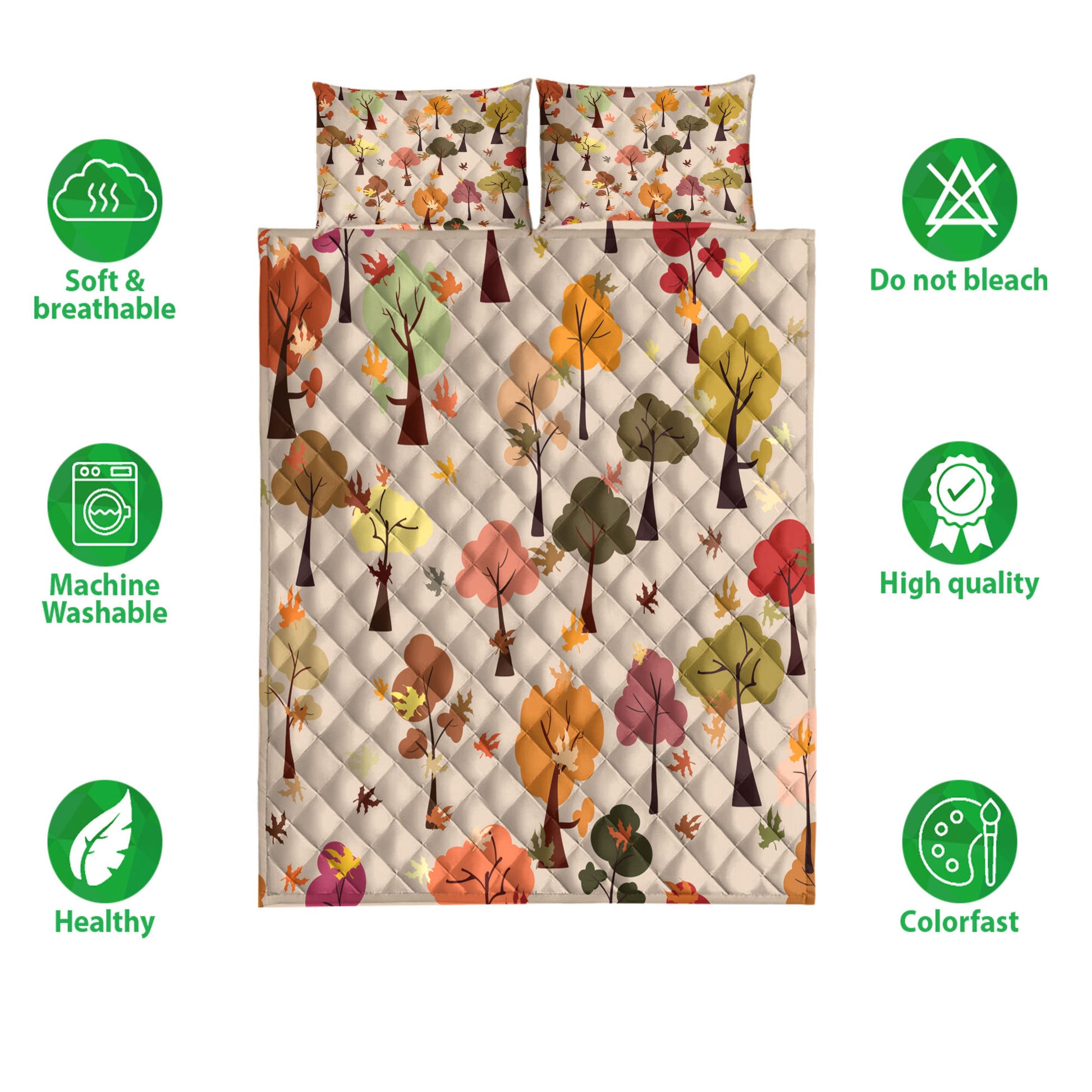 Ohaprints-Quilt-Bed-Set-Pillowcase-Autumn-Tree-Forest-Leaf-Fall-Maple-Leaf-Harves-Leaves-Autumn-Thanksgiving-Blanket-Bedspread-Bedding-3297-Double (70'' x 80'')