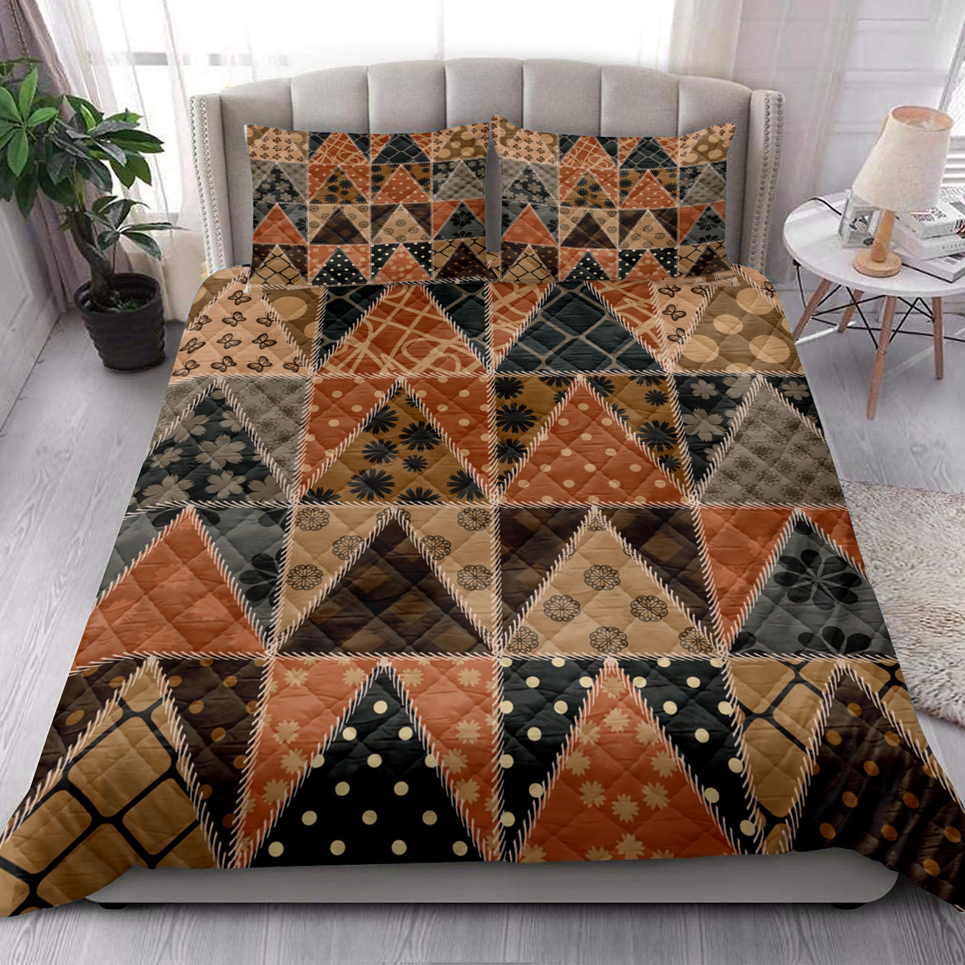 Ohaprints-Quilt-Bed-Set-Pillowcase-Autumn-Patchwork-Harves-Leaves-Autumn-Thanksgiving-Holiday-Blanket-Bedspread-Bedding-3298-King (90'' x 100'')