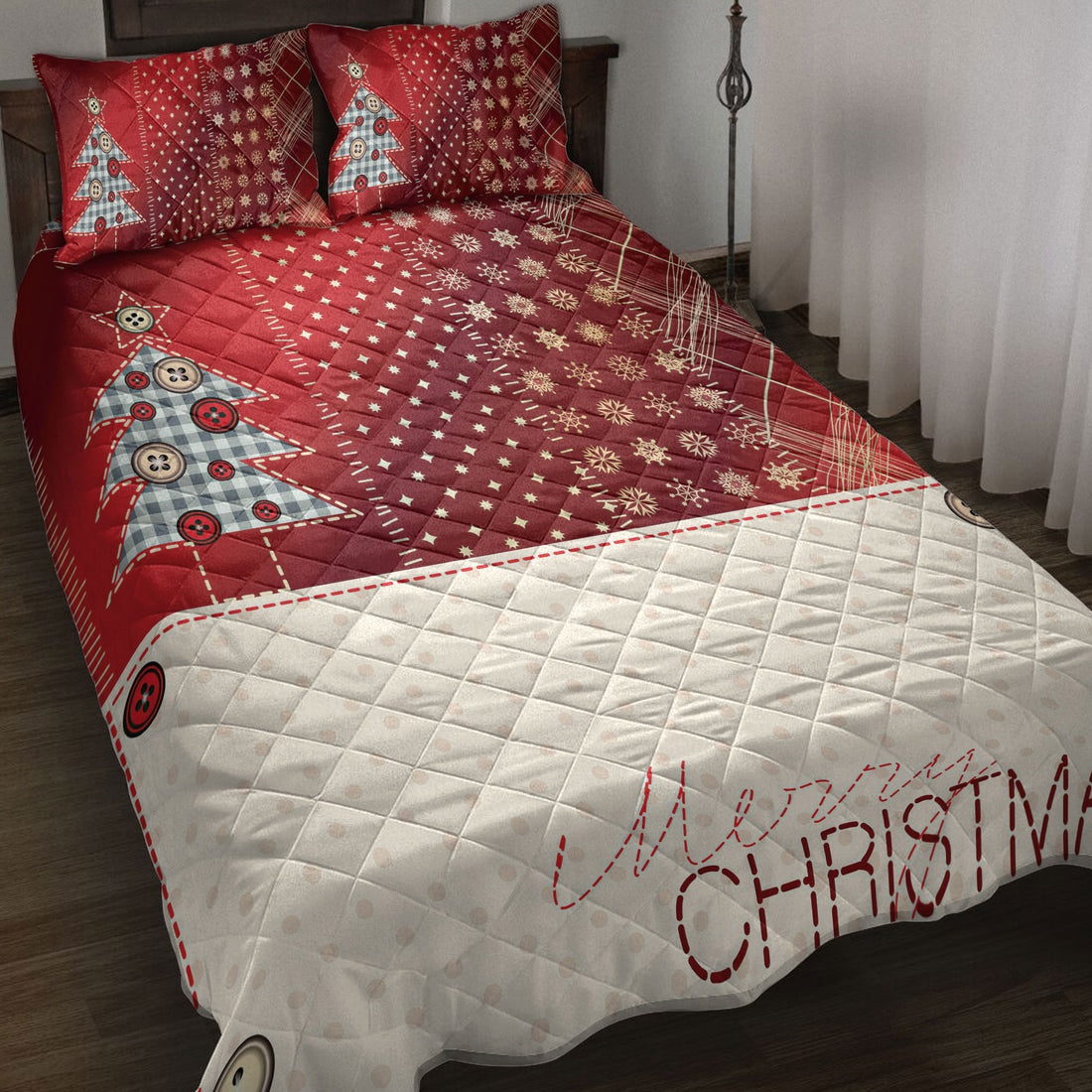 Ohaprints-Quilt-Bed-Set-Pillowcase-Merry-Christmas-Pine-Trees-Christmas-Unique-Christmas-Gifts-Blanket-Bedspread-Bedding-4206-Throw (55'' x 60'')