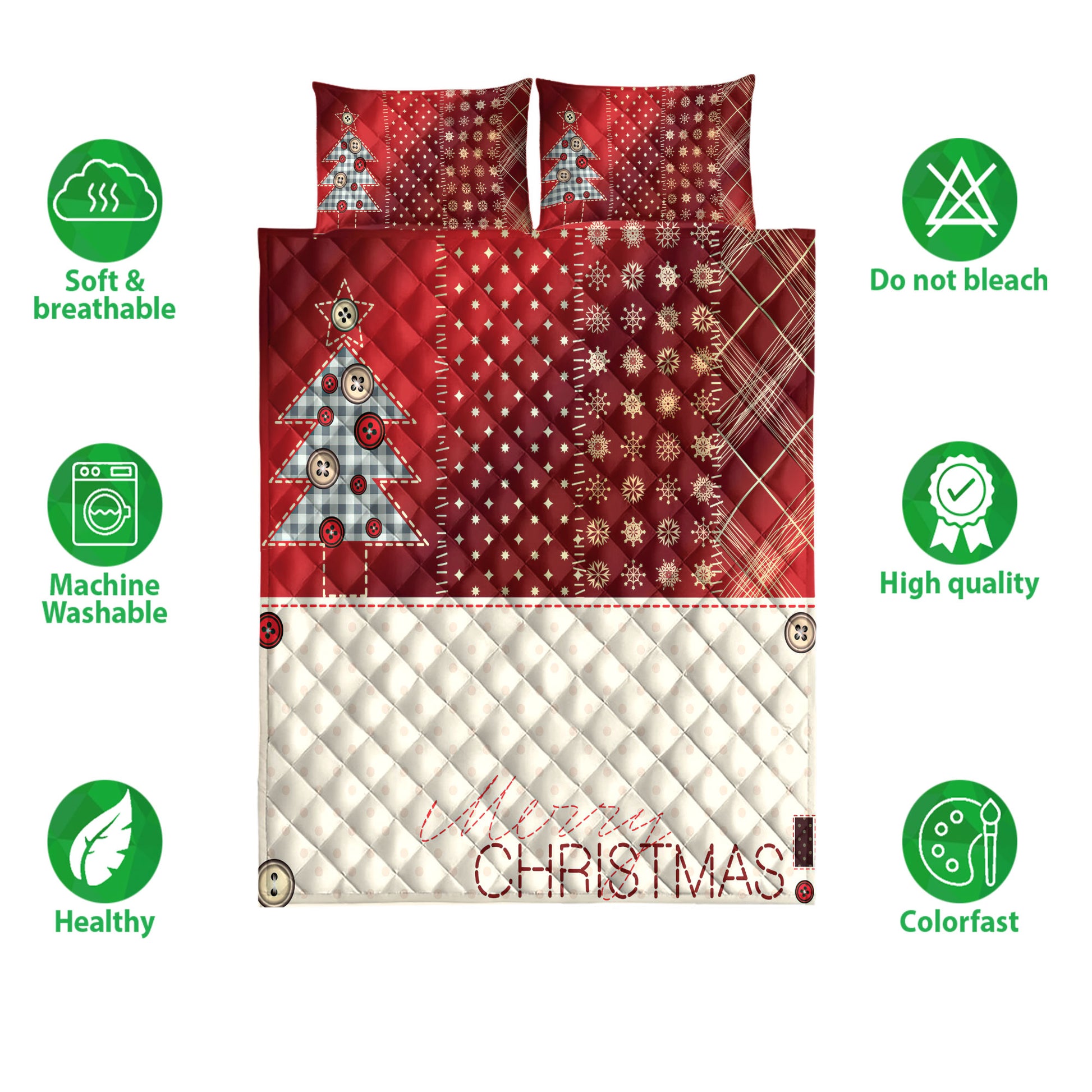 Ohaprints-Quilt-Bed-Set-Pillowcase-Merry-Christmas-Pine-Trees-Christmas-Unique-Christmas-Gifts-Blanket-Bedspread-Bedding-4206-Double (70'' x 80'')