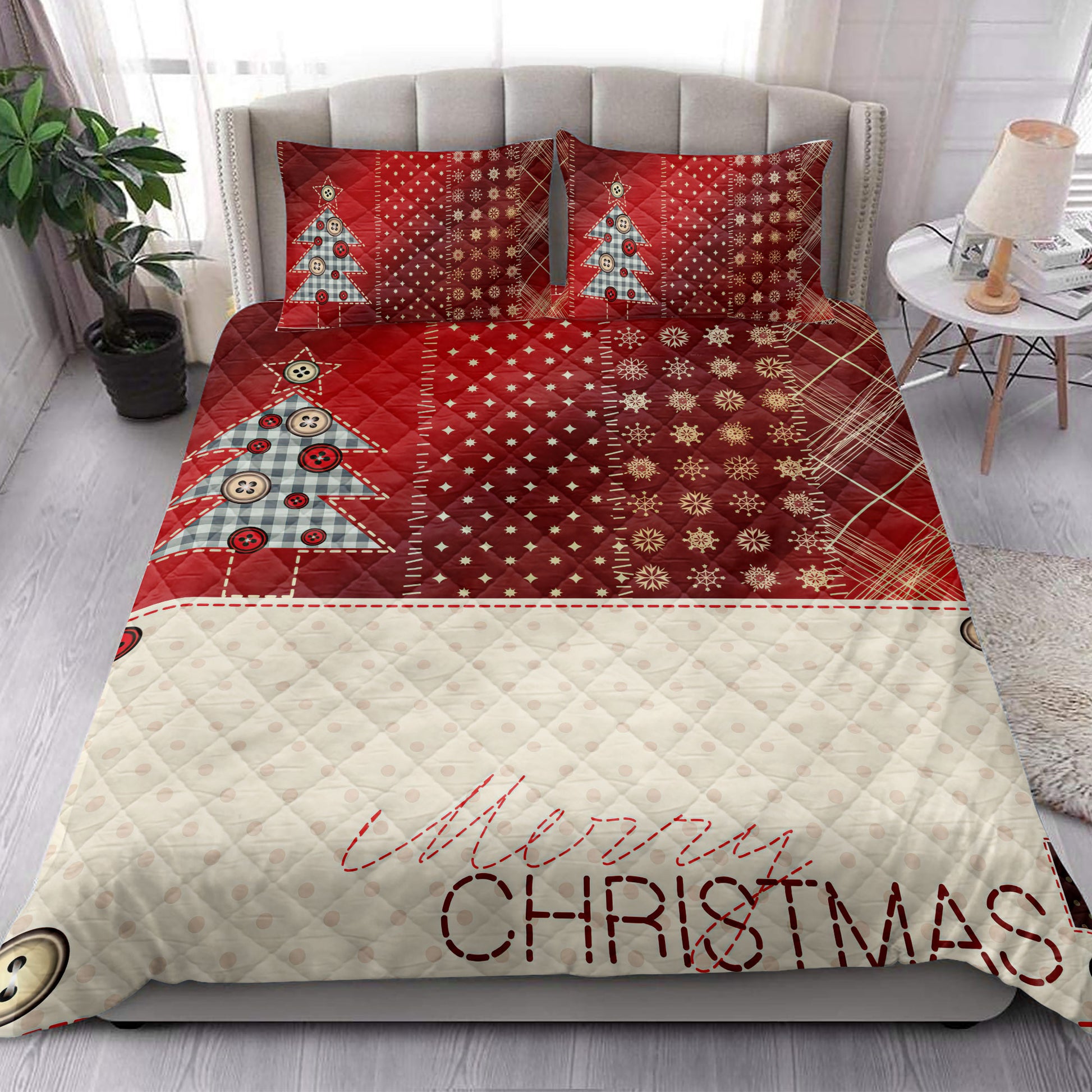 Ohaprints-Quilt-Bed-Set-Pillowcase-Merry-Christmas-Pine-Trees-Christmas-Unique-Christmas-Gifts-Blanket-Bedspread-Bedding-4206-King (90'' x 100'')