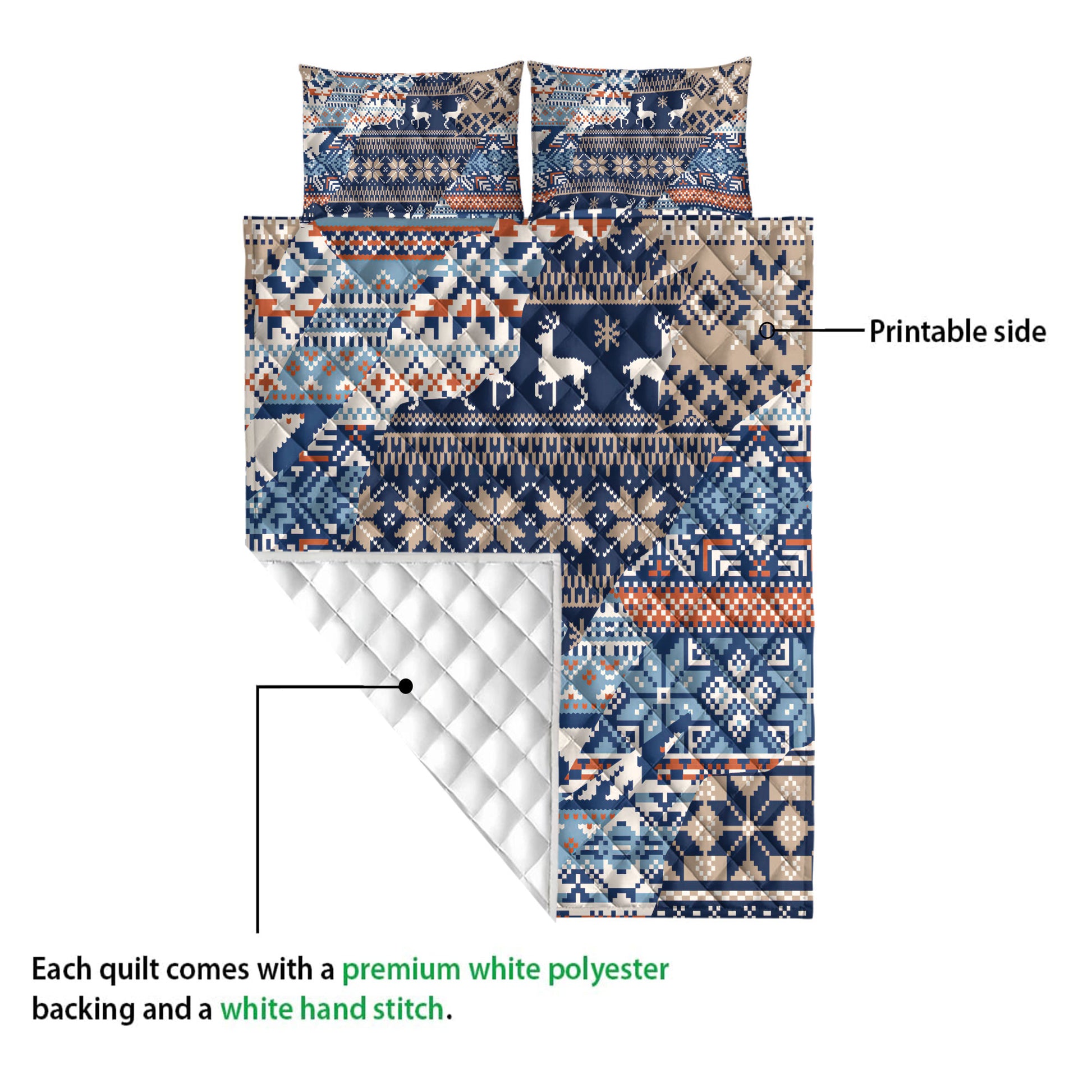 Ohaprints-Quilt-Bed-Set-Pillowcase-Winter-Nordic-Style-Abstract-Jacquard-Seamless-Pattern-Patchwork-Blanket-Bedspread-Bedding-4207-Queen (80'' x 90'')