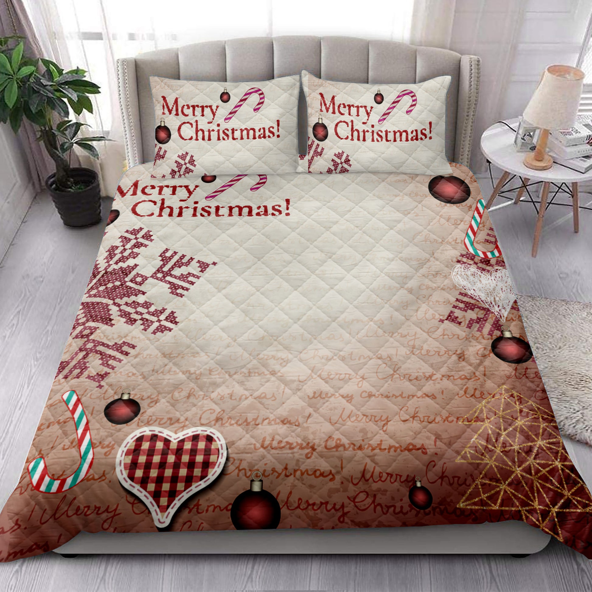 Ohaprints-Quilt-Bed-Set-Pillowcase-Merry-Christmas-Ugly-Pattern-Candy-Christmas-Ball-Christmas-Gifts-Blanket-Bedspread-Bedding-4211-King (90'' x 100'')