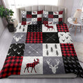 Ohaprints-Quilt-Bed-Set-Pillowcase-Buffalo-Plaid-Patchwork-Elk-Arrows-Deer-Head-And-Trees-Chrismas-Gift-Blanket-Bedspread-Bedding-4217-King (90'' x 100'')