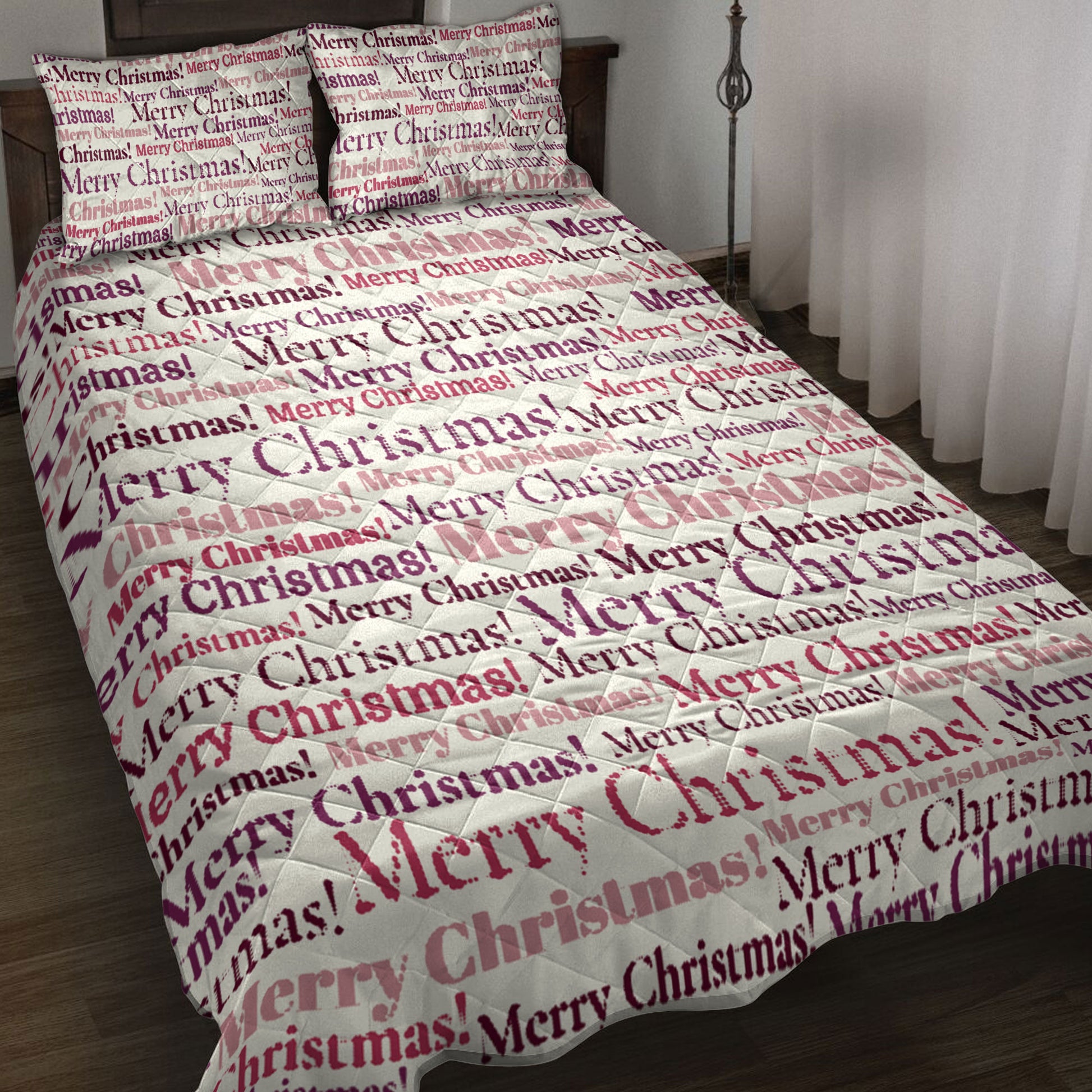 Ohaprints-Quilt-Bed-Set-Pillowcase-Merry-Chrismas-Pattern-Patchwork-Newspaper-Unique-Christmas-Gifts-Blanket-Bedspread-Bedding-4220-Throw (55'' x 60'')