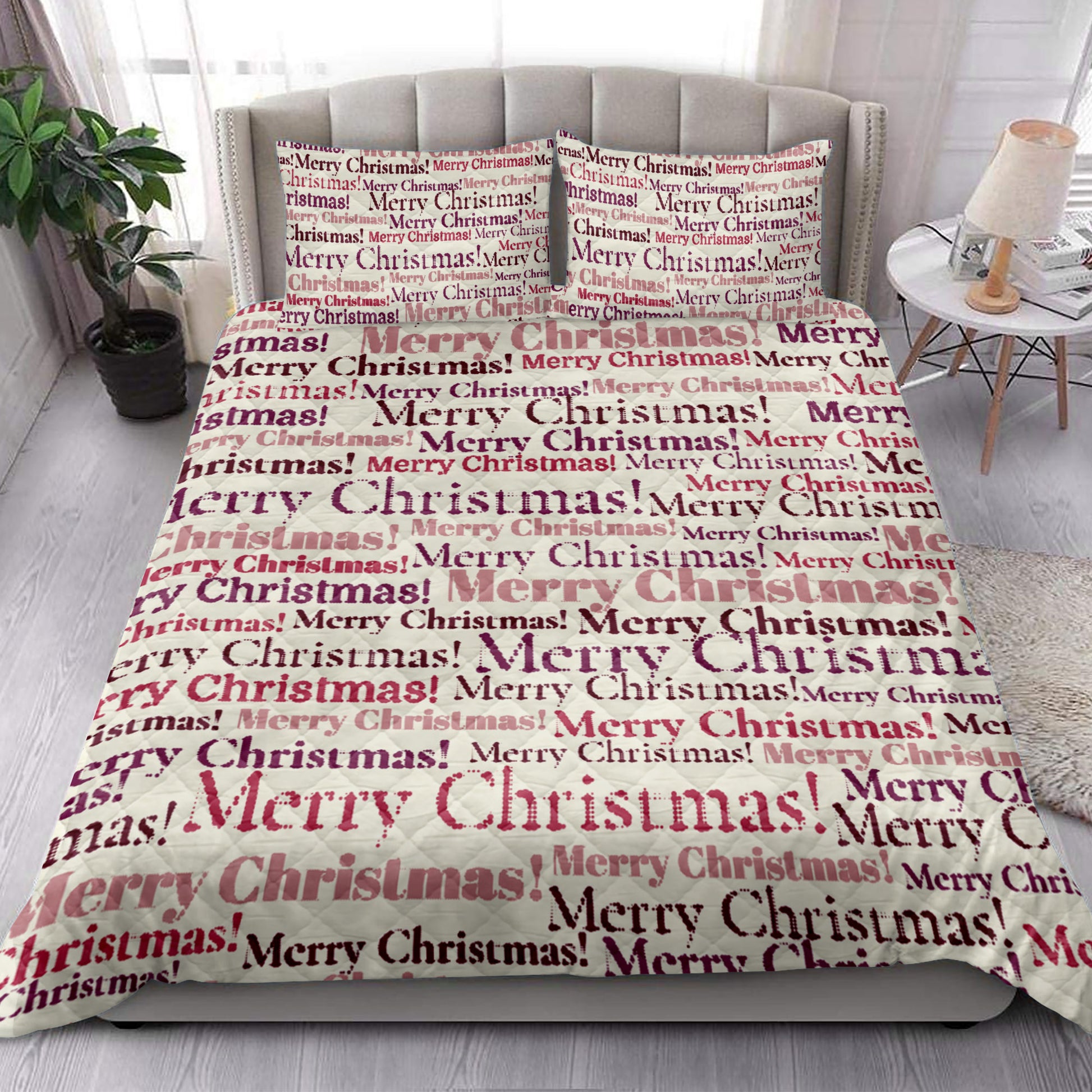 Ohaprints-Quilt-Bed-Set-Pillowcase-Merry-Chrismas-Pattern-Patchwork-Newspaper-Unique-Christmas-Gifts-Blanket-Bedspread-Bedding-4220-King (90'' x 100'')