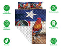 Ohaprints-Quilt-Bed-Set-Pillowcase-Rooster-Texas-Flag-Wild-West-Western-Texas-Custom-Personalized-Name-Blanket-Bedspread-Bedding-1531-Double (70'' x 80'')