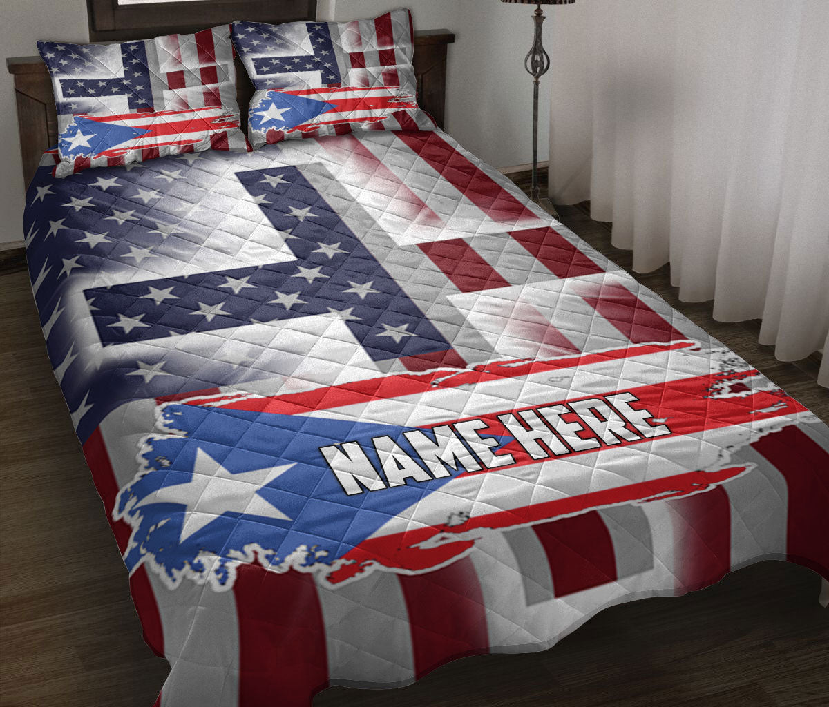 Ohaprints-Quilt-Bed-Set-Pillowcase-Puerto-Rico-Flag-Puerto-Rican-Jesus-Cross-American-Custom-Personalized-Name-Blanket-Bedspread-Bedding-359-Throw (55'' x 60'')