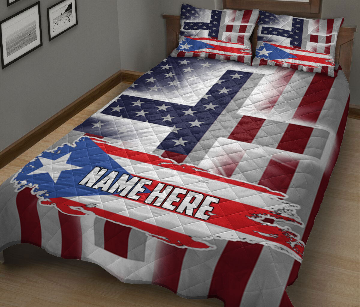 Ohaprints-Quilt-Bed-Set-Pillowcase-Puerto-Rico-Flag-Puerto-Rican-Jesus-Cross-American-Custom-Personalized-Name-Blanket-Bedspread-Bedding-359-King (90'' x 100'')