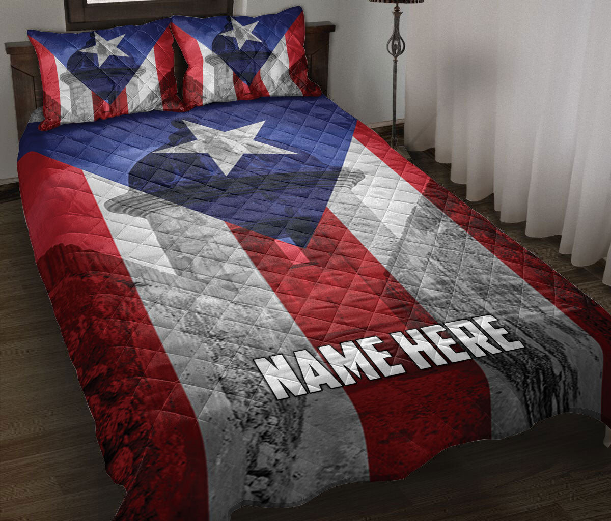 Ohaprints-Quilt-Bed-Set-Pillowcase-Puerto-Rico-Flag-Puerto-Rican-El-Morro-Fortress-Custom-Personalized-Name-Blanket-Bedspread-Bedding-2117-Throw (55'' x 60'')