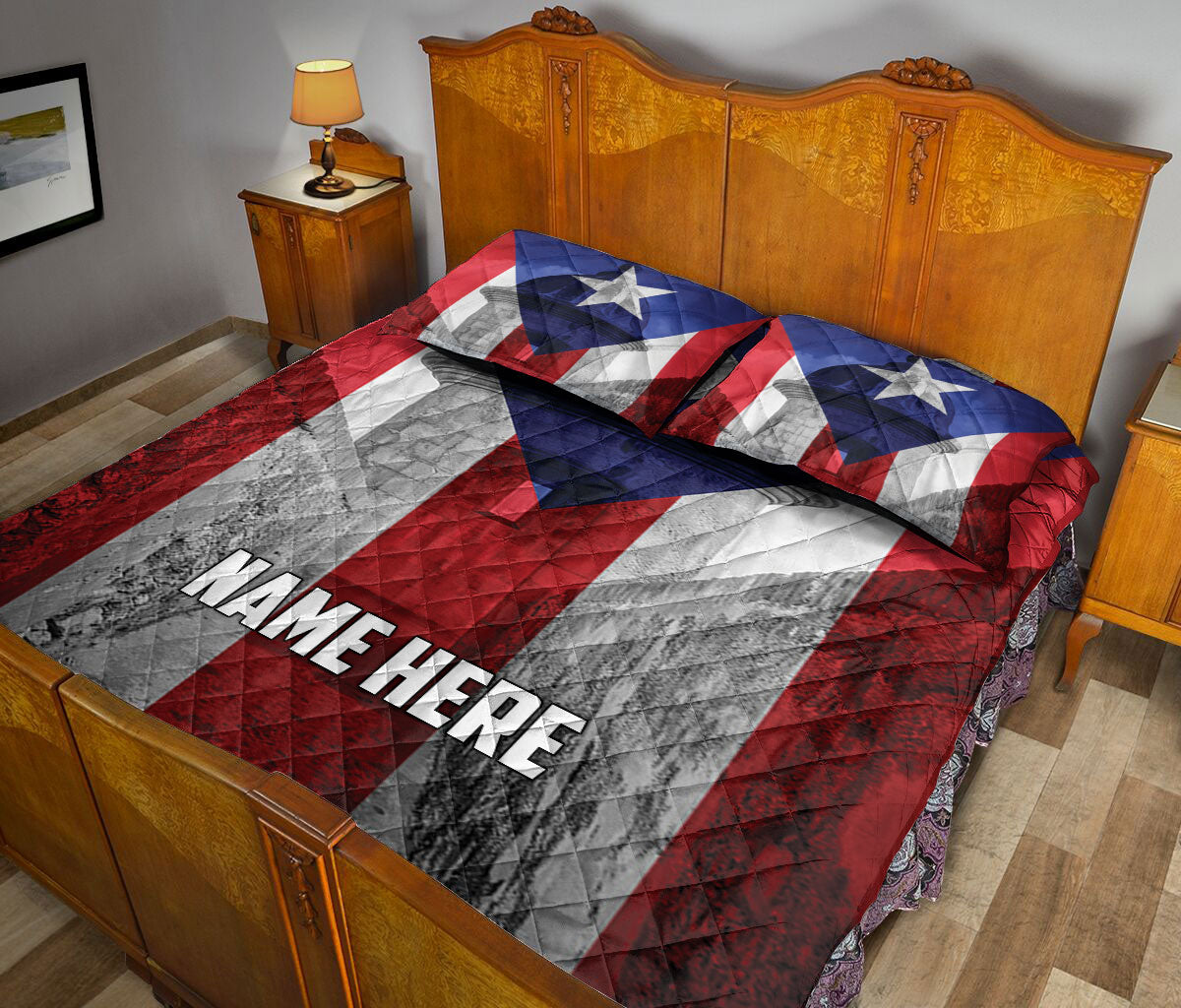 Ohaprints-Quilt-Bed-Set-Pillowcase-Puerto-Rico-Flag-Puerto-Rican-El-Morro-Fortress-Custom-Personalized-Name-Blanket-Bedspread-Bedding-2117-Queen (80'' x 90'')