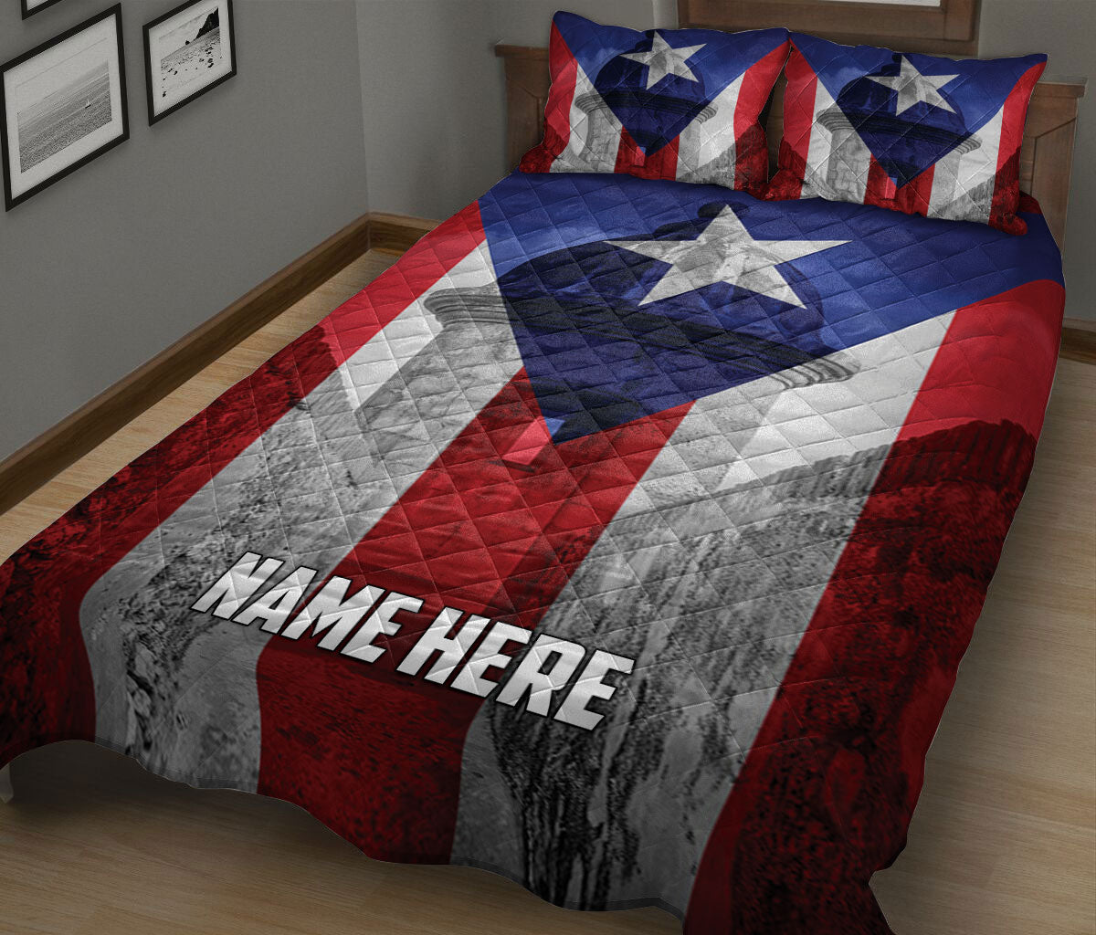 Ohaprints-Quilt-Bed-Set-Pillowcase-Puerto-Rico-Flag-Puerto-Rican-El-Morro-Fortress-Custom-Personalized-Name-Blanket-Bedspread-Bedding-2117-King (90'' x 100'')