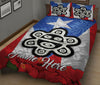 Ohaprints-Quilt-Bed-Set-Pillowcase-Sol-Taino-Puerto-Rico-Flag-Puerto-Rican-Flower-Custom-Personalized-Name-Blanket-Bedspread-Bedding-2711-King (90&#39;&#39; x 100&#39;&#39;)
