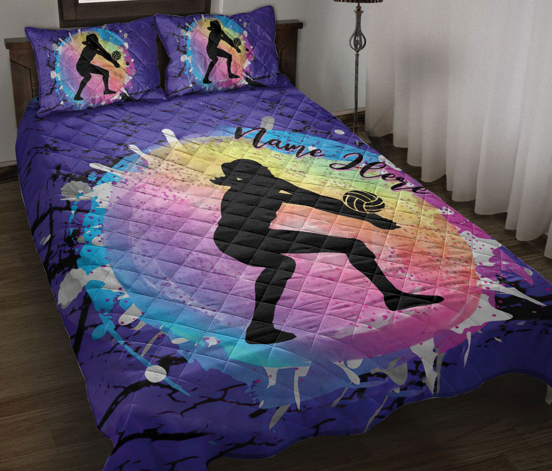 Ohaprints-Quilt-Bed-Set-Pillowcase-Watercolor-Volleyball-Gift-For-Daughter-Custom-Personalized-Name-Blanket-Bedspread-Bedding-3420-Throw (55'' x 60'')