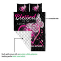 Ohaprints-Quilt-Bed-Set-Pillowcase-Blessed-To-Be-Called-Breast-Cancer-Survivor-Blanket-Bedspread-Bedding-3836-Queen (80'' x 90'')