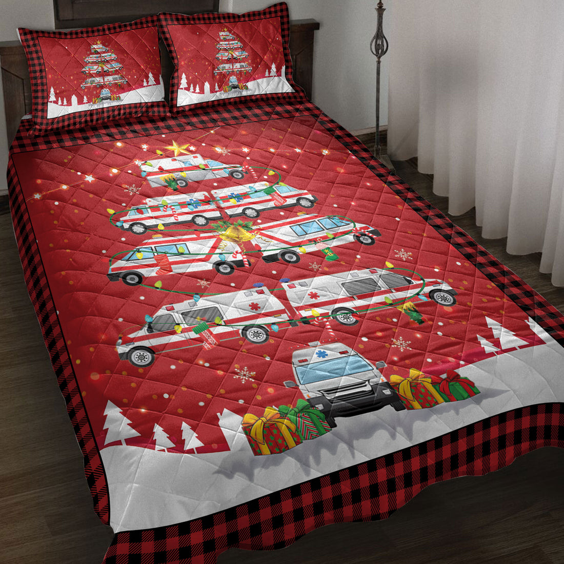 Ohaprints-Quilt-Bed-Set-Pillowcase-Ambulance-Christmas-Noel-Xmas-Tree-Blanket-Bedspread-Bedding-3828-Throw (55'' x 60'')