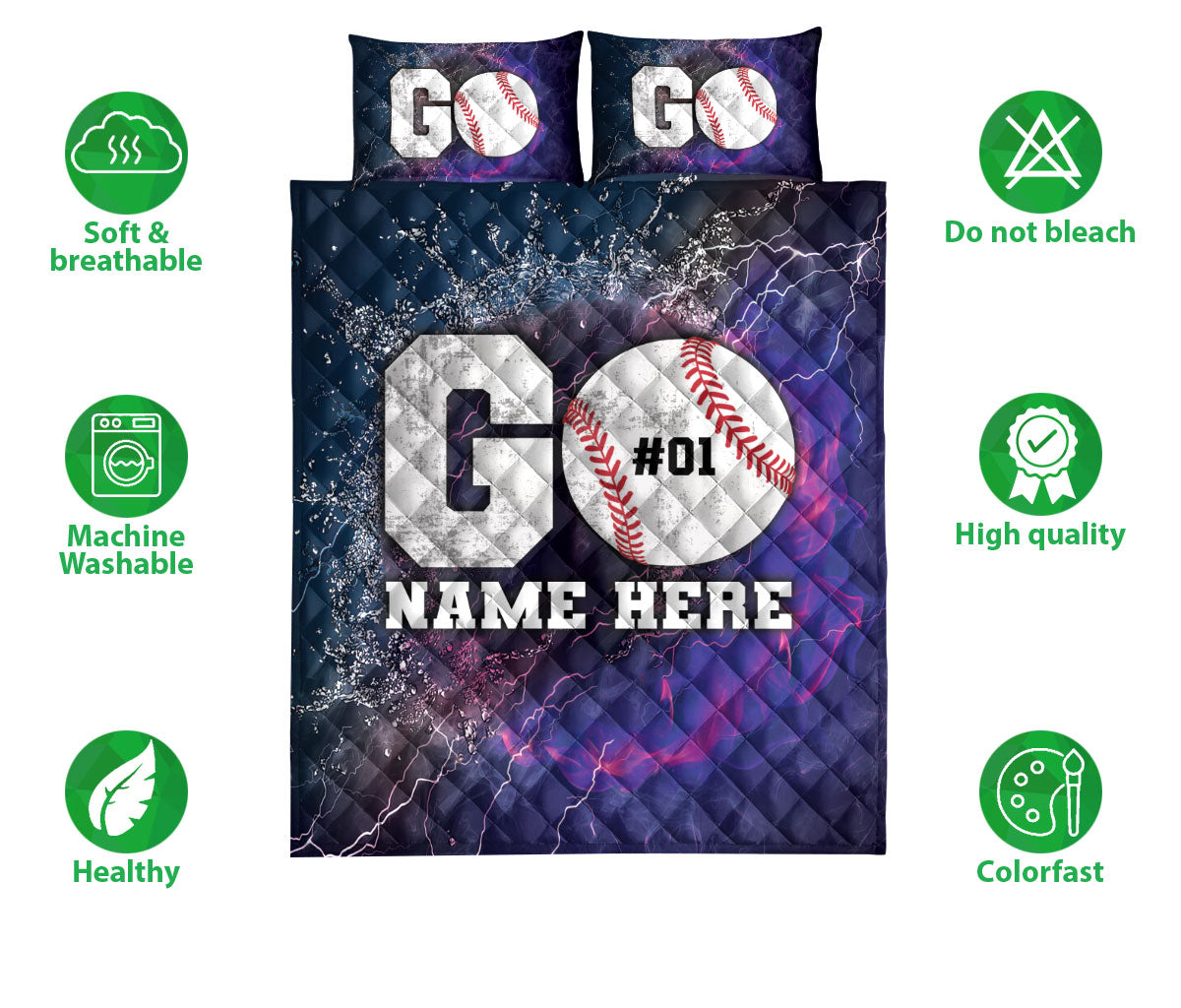 Ohaprints-Quilt-Bed-Set-Pillowcase-Go-Baseball-Player-Custom-Personalized-Name-Number-Blanket-Bedspread-Bedding-3196-Double (70'' x 80'')